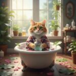 Catsiepants viral trend showing stylized cat illustration with fashion elements and social media icons on gradient background