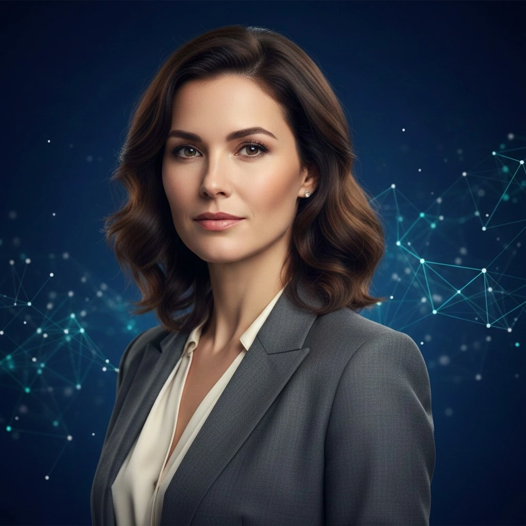 Abstract digital network visualization representing professional influence and online presence for Katarina Odalovic article