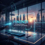 Fonendi digital platform abstract network visualization with technology innovation elements and connectivity patterns