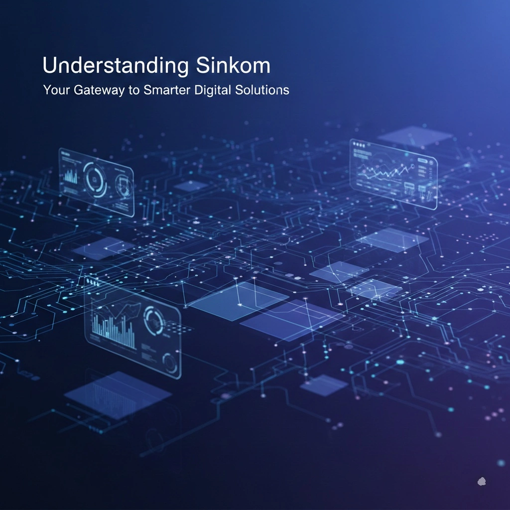 Modern digital integration system showing connected platforms and synchronized data flows with sinkom technology