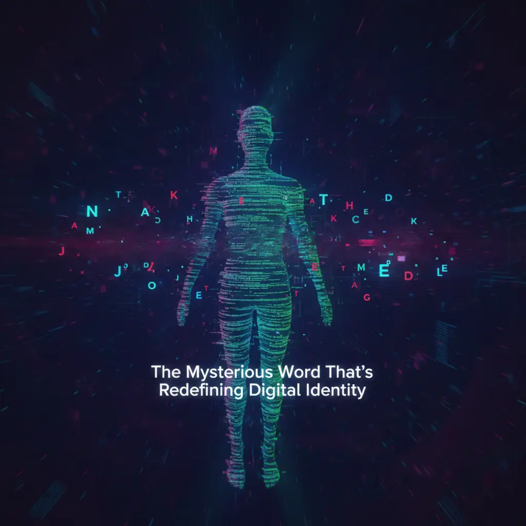 Abstract digital art featuring ankadrochik text with network connections and glowing elements representing online identity