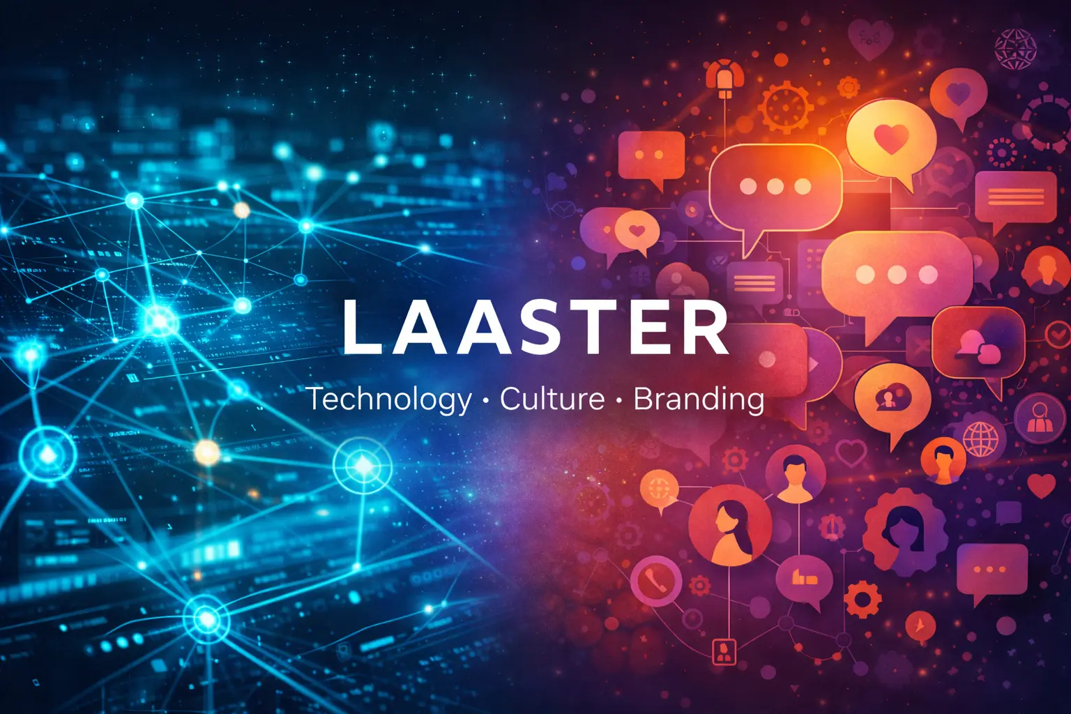 Modern digital systems and cultural communication symbolizing laaster's dual meaning in technology and language