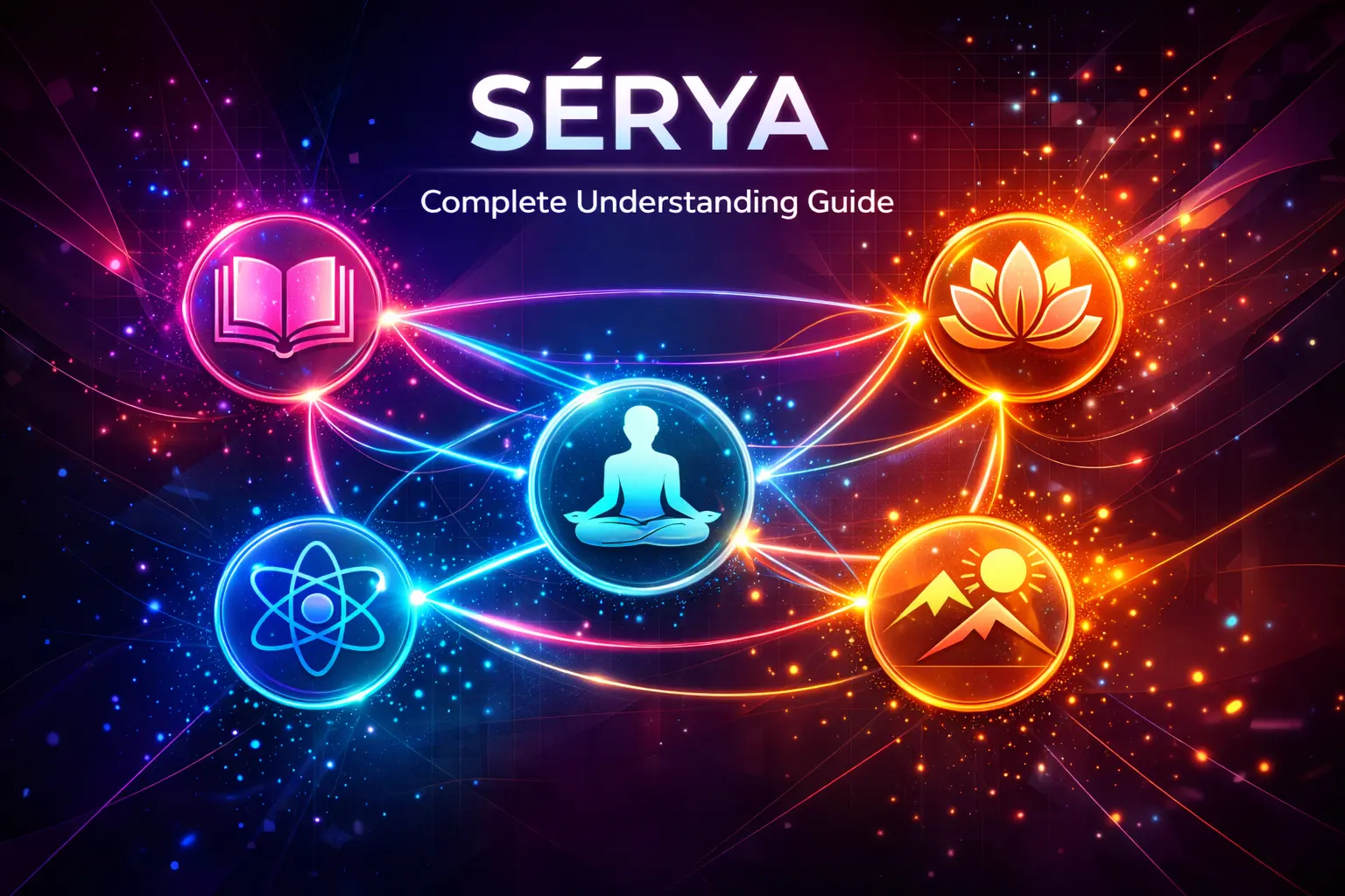 Sérya concept visualization showing interconnected elements and holistic understanding approach, modern design with clear typography