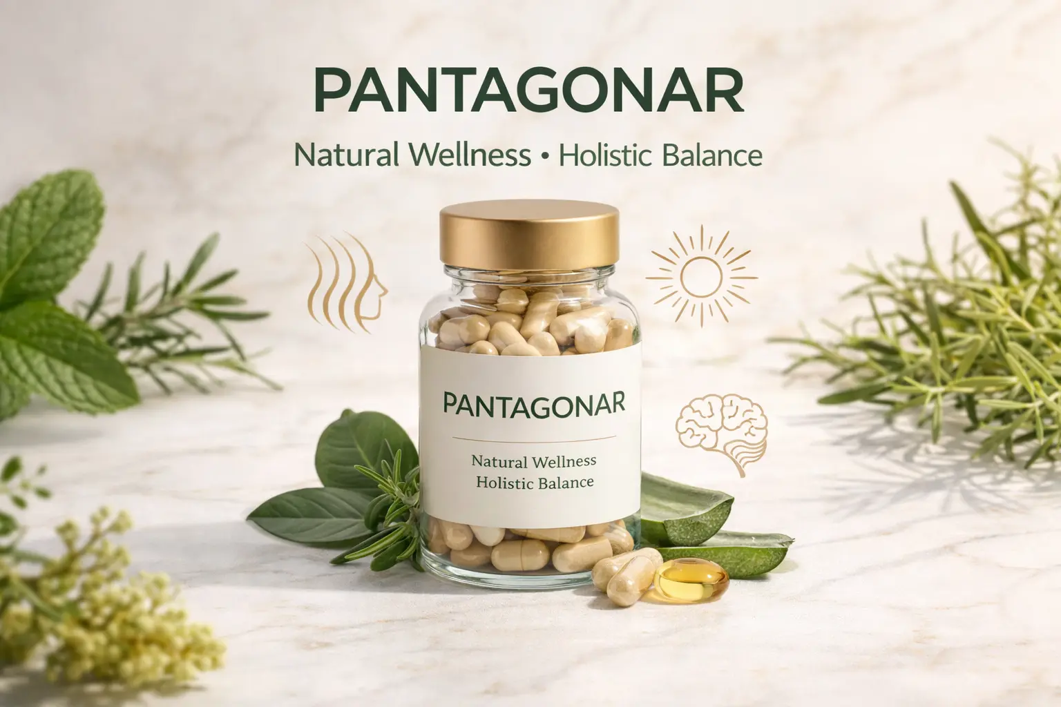 Pantagonar holistic wellness supplement with natural plant extracts for hair growth, energy, and mental clarity