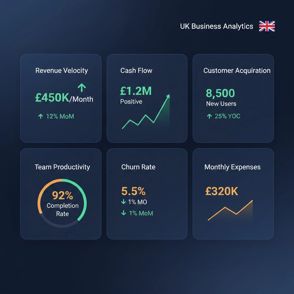 EO-PIS dashboard displaying key performance indicators with charts and graphs for UK business optimization