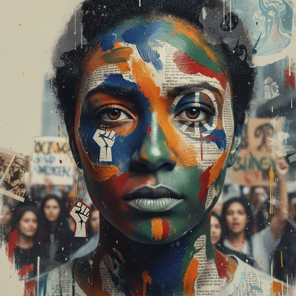 Shani Levni contemporary artist creating layered mixed media artwork exploring identity memory and cultural heritage