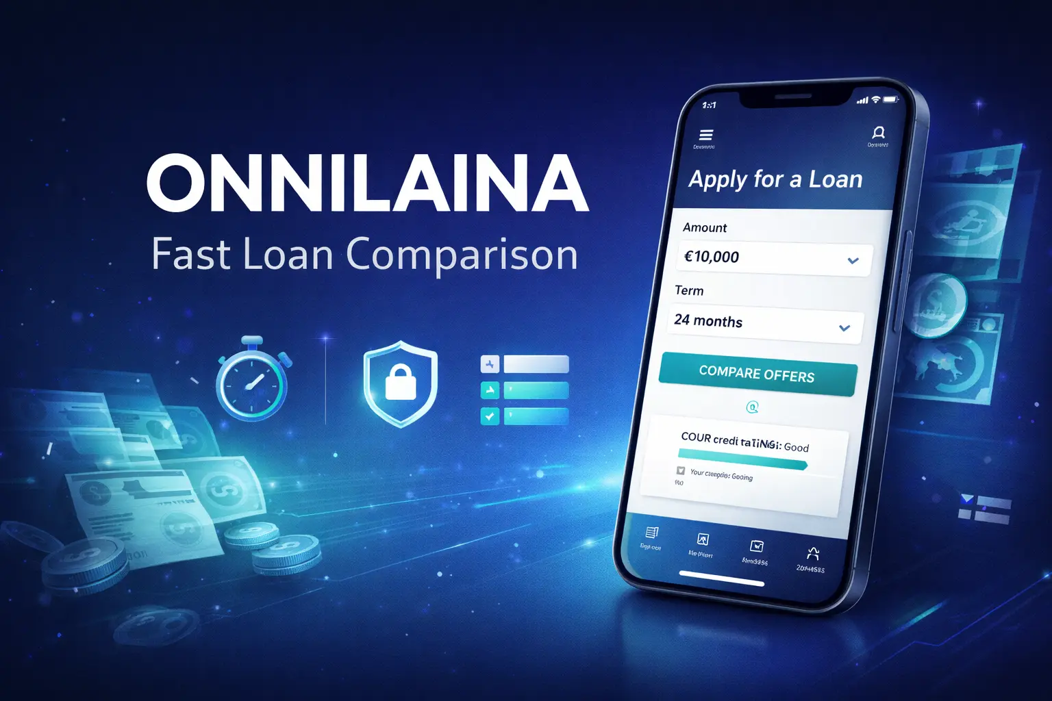 Onnilaina loan comparison platform showing quick approval process with multiple lender options and competitive rates