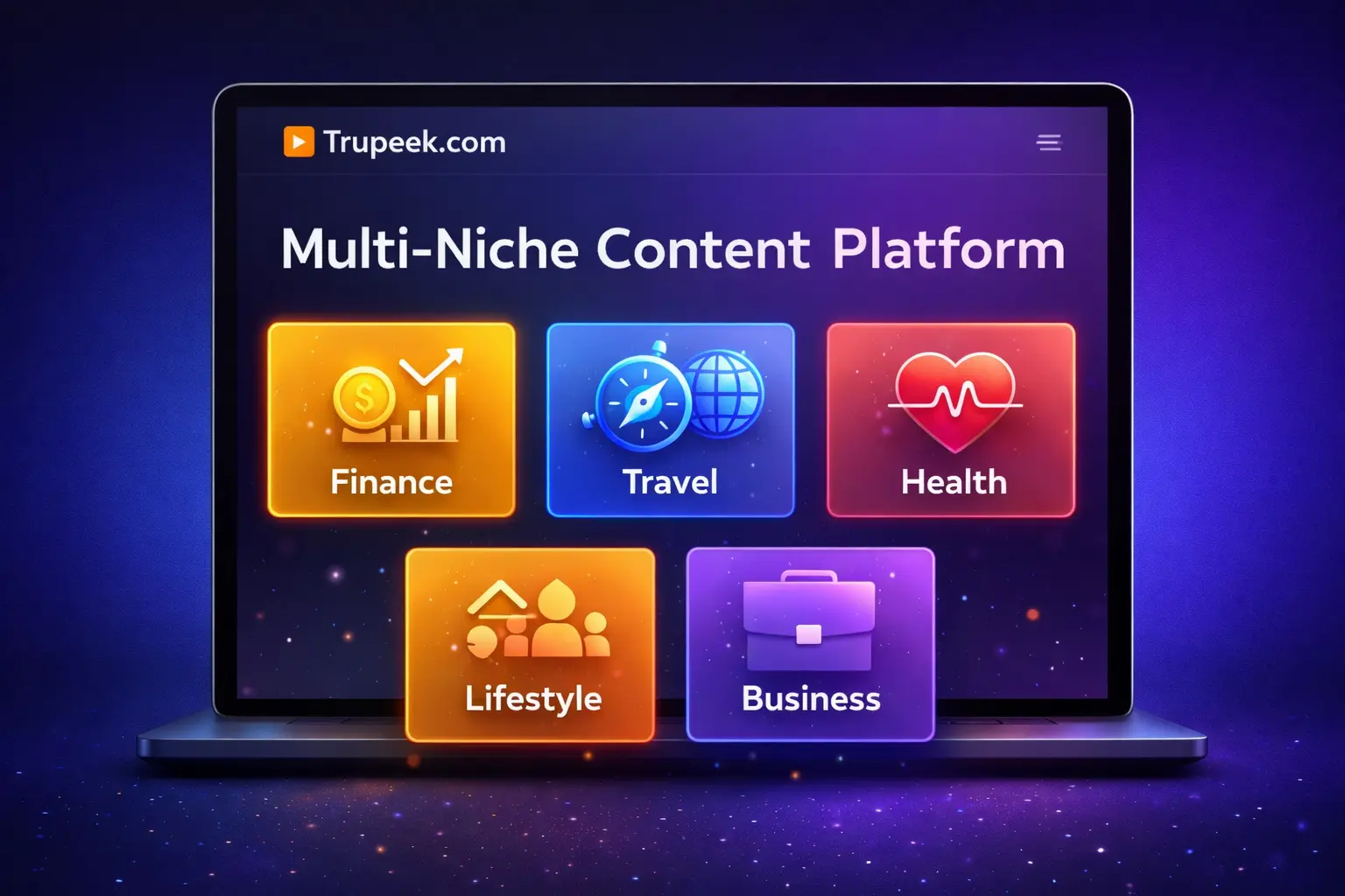 Trupeek com homepage displaying various content categories including finance, travel, health, and lifestyle articles for modern readers