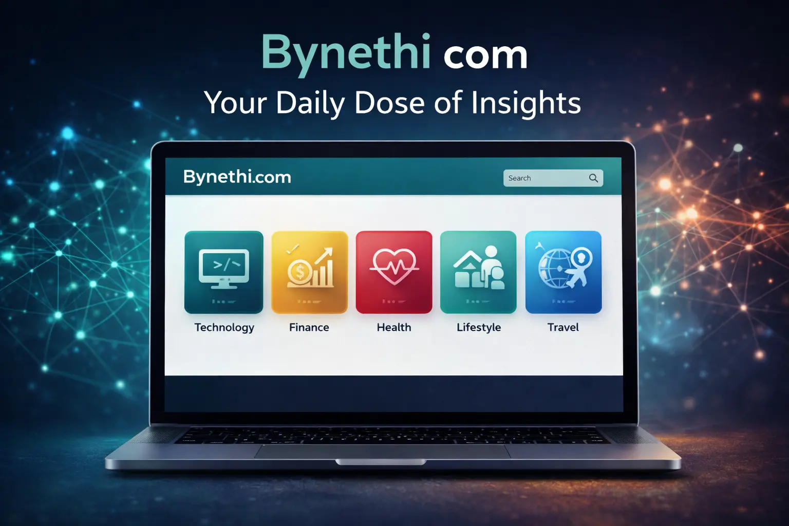 Bynethi com digital platform showcasing diverse content categories including technology, finance, lifestyle, and travel insights