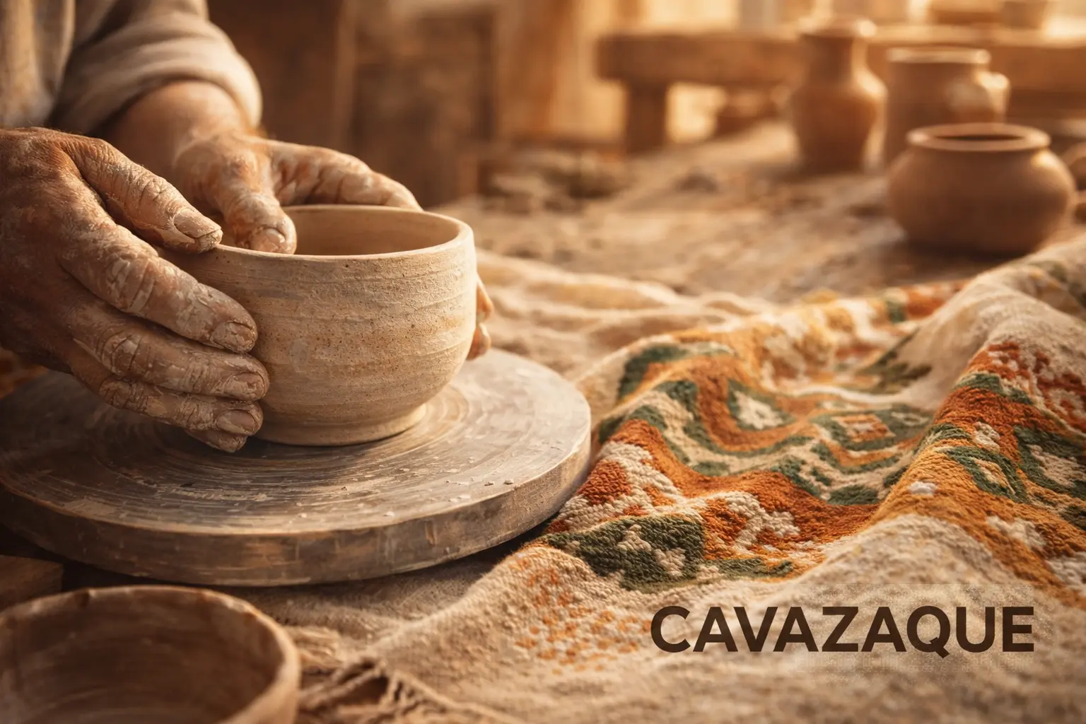 Cavazaque handcrafted natural materials artisan textile wood ceramic warm earthy tones authentic cultural design lifestyle