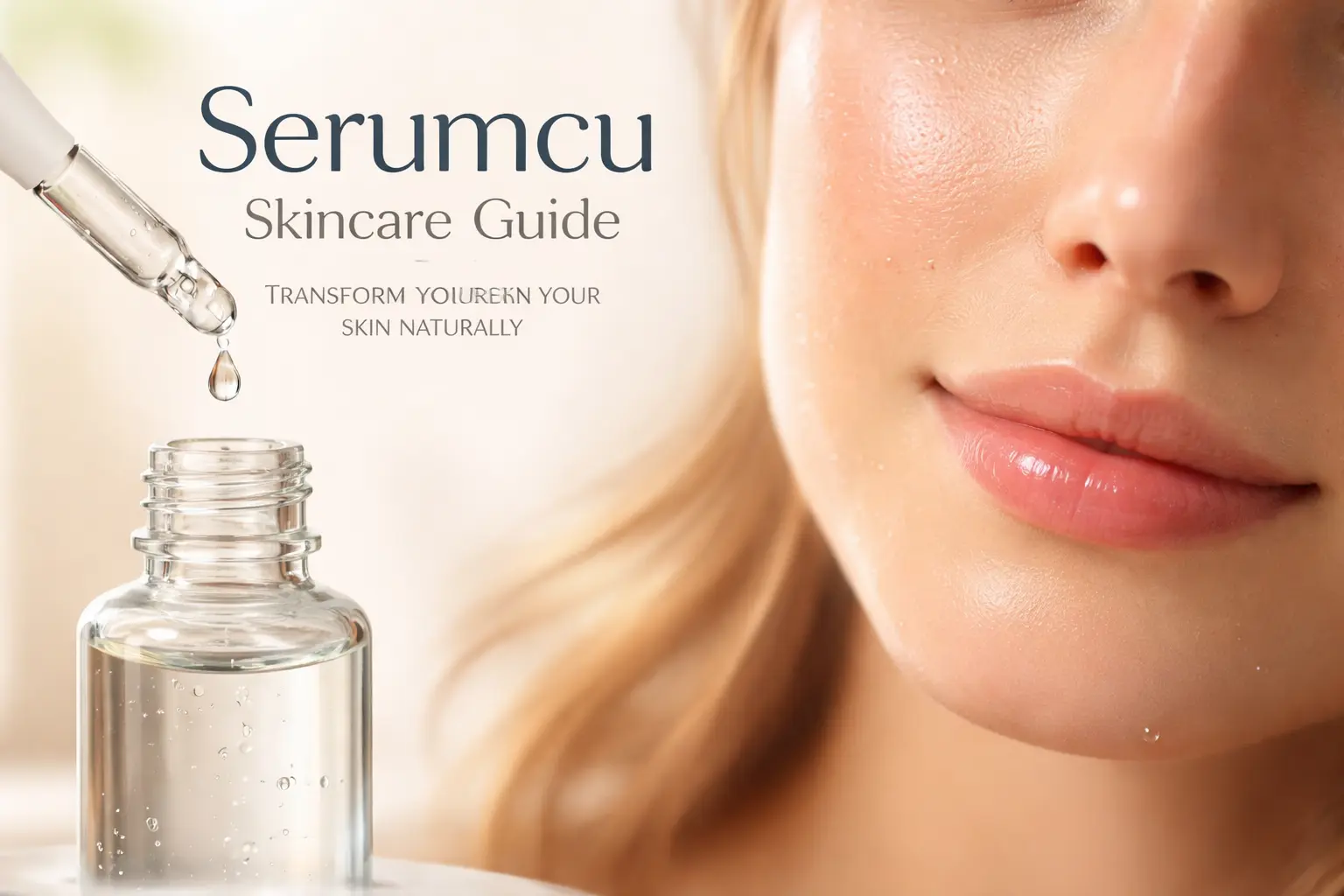 Woman applying Serumcu serum to radiant, healthy skin showing natural glow and smooth texture for skincare routine