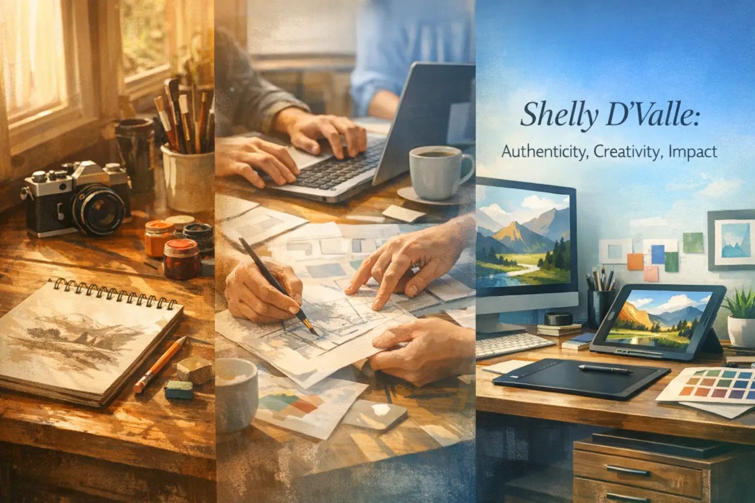 Shelly D'Valle representing modern creative professionals emphasizing authenticity, community impact, and values-driven work