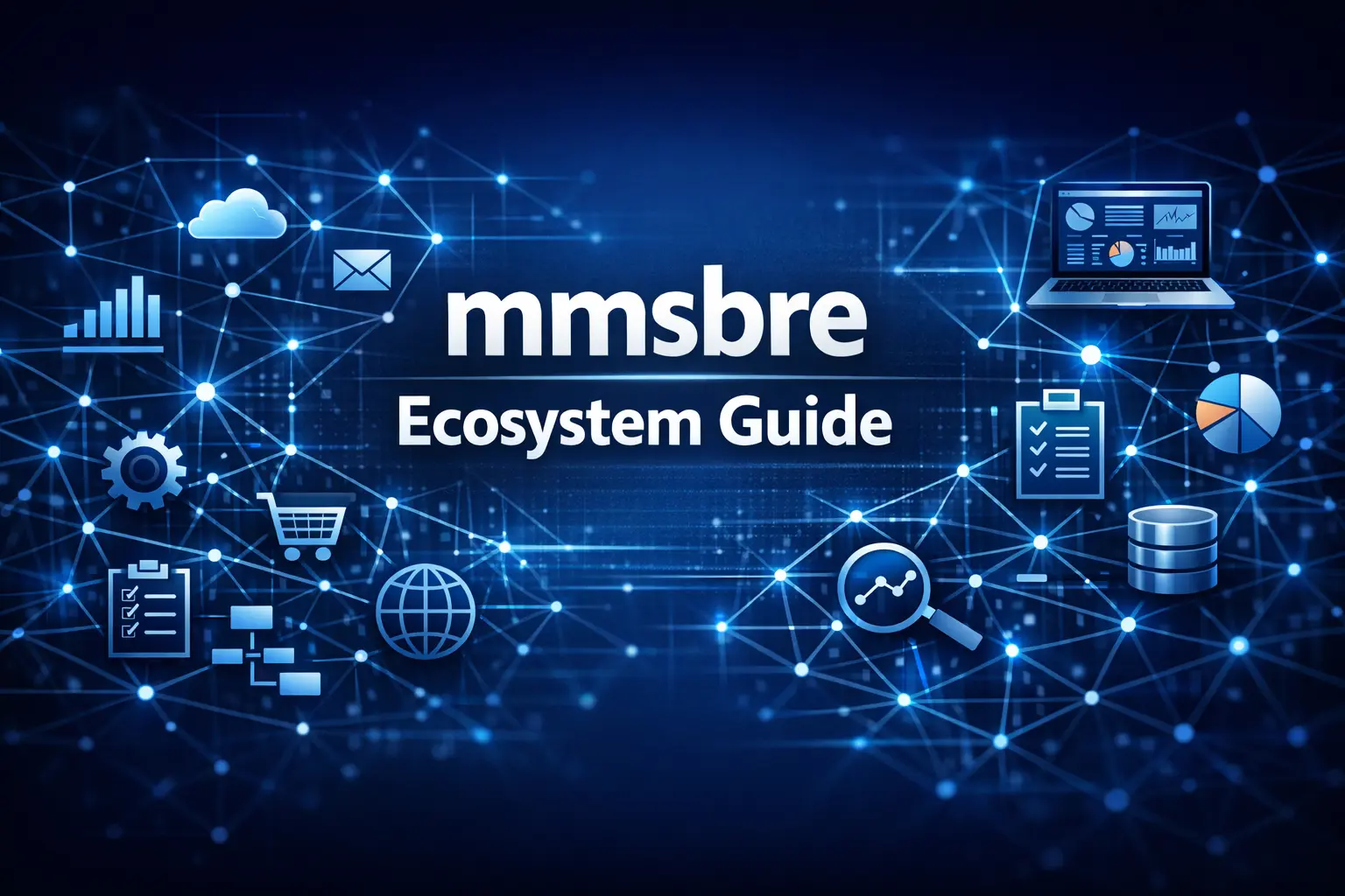 mmsbre digital ecosystem showing interconnected business tools and workflows in a modern structured network
